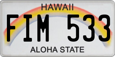 HI license plate FIM533