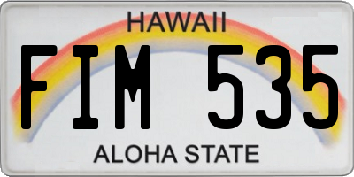HI license plate FIM535