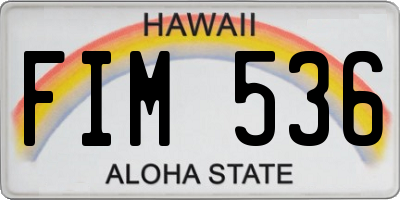 HI license plate FIM536