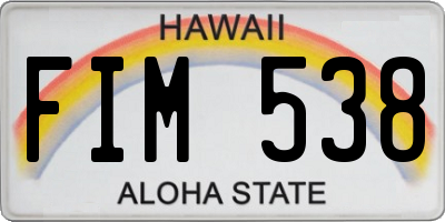 HI license plate FIM538