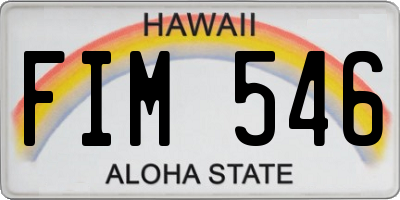 HI license plate FIM546