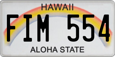 HI license plate FIM554
