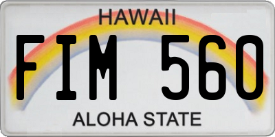 HI license plate FIM560
