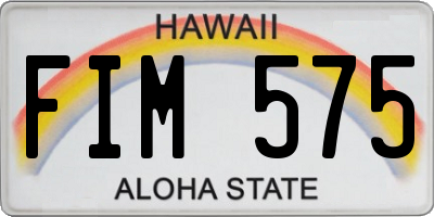 HI license plate FIM575
