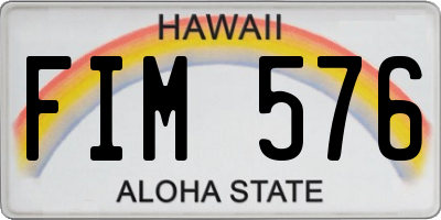 HI license plate FIM576