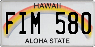 HI license plate FIM580