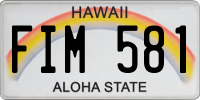 HI license plate FIM581