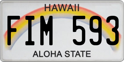 HI license plate FIM593