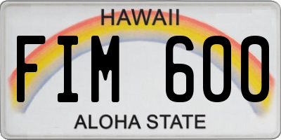 HI license plate FIM600