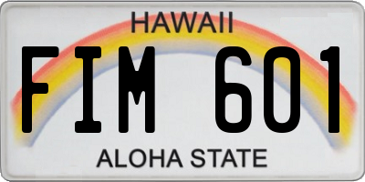 HI license plate FIM601
