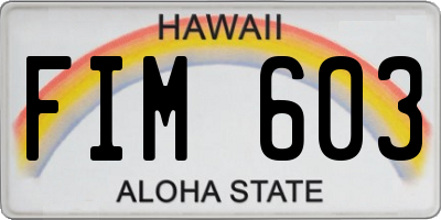HI license plate FIM603
