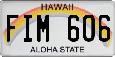 HI license plate FIM606