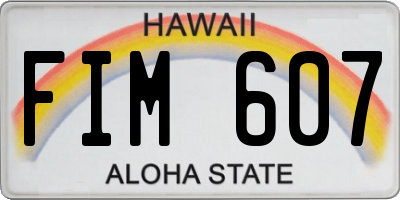 HI license plate FIM607