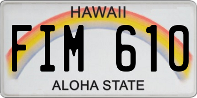 HI license plate FIM610