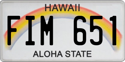 HI license plate FIM651