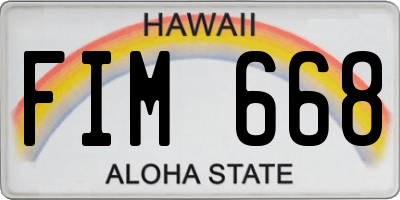 HI license plate FIM668