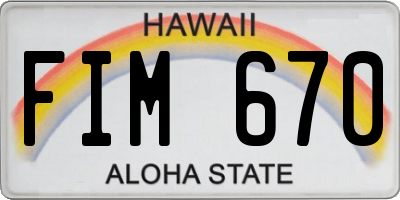 HI license plate FIM670