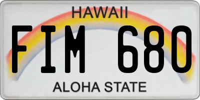 HI license plate FIM680