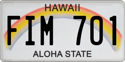 HI license plate FIM701