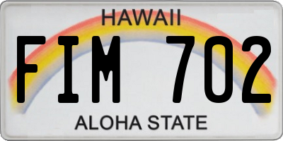 HI license plate FIM702