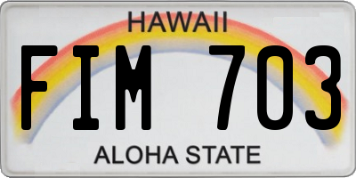 HI license plate FIM703