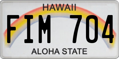 HI license plate FIM704