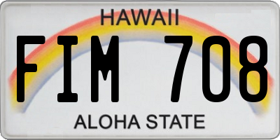 HI license plate FIM708