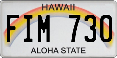 HI license plate FIM730
