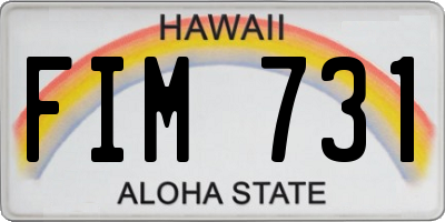 HI license plate FIM731