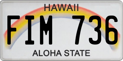 HI license plate FIM736