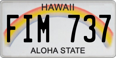 HI license plate FIM737