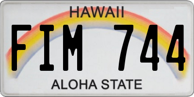 HI license plate FIM744