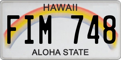 HI license plate FIM748