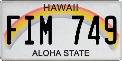 HI license plate FIM749