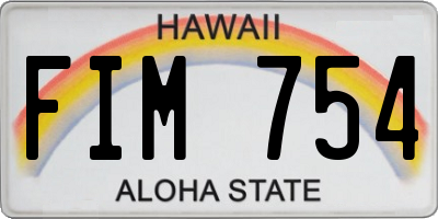 HI license plate FIM754