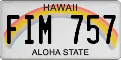 HI license plate FIM757