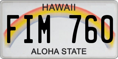 HI license plate FIM760