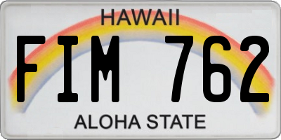HI license plate FIM762