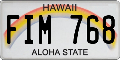 HI license plate FIM768