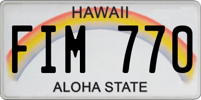 HI license plate FIM770