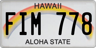 HI license plate FIM778