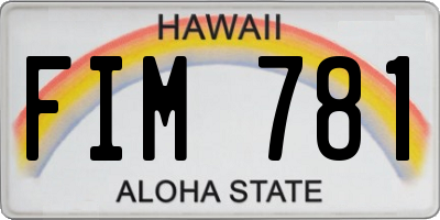 HI license plate FIM781
