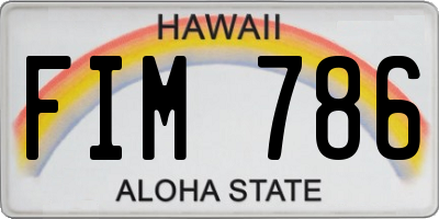 HI license plate FIM786
