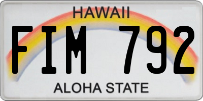 HI license plate FIM792