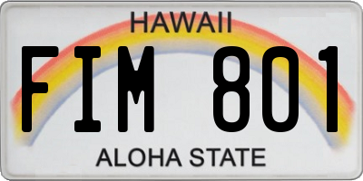 HI license plate FIM801