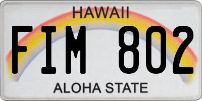 HI license plate FIM802