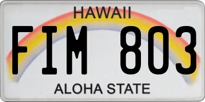 HI license plate FIM803