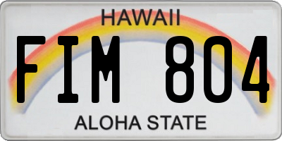 HI license plate FIM804