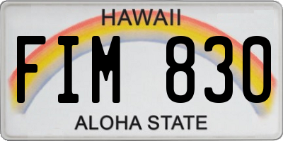 HI license plate FIM830