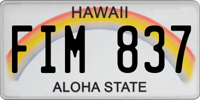 HI license plate FIM837